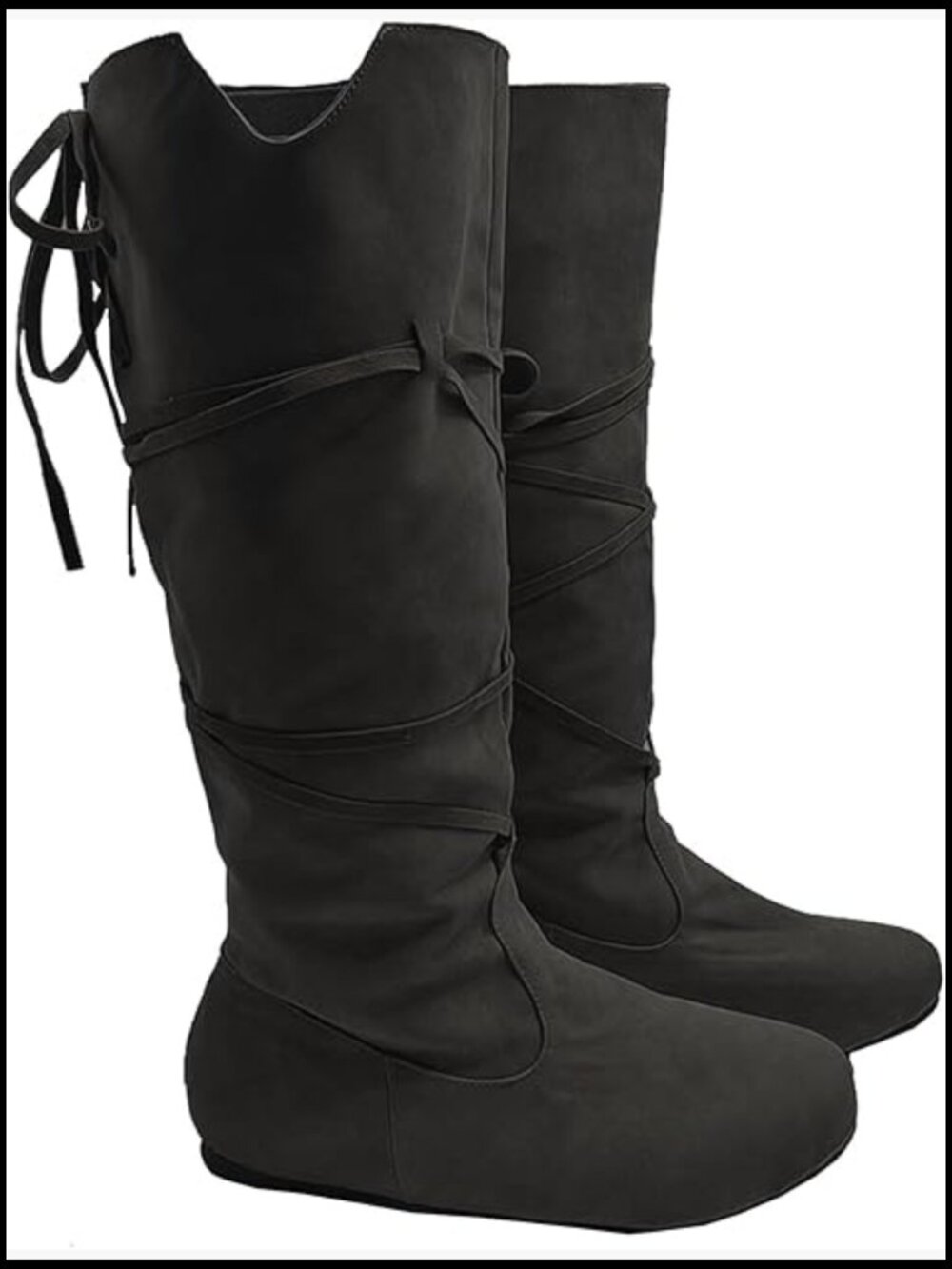 Unisex Renaissance Medieval Cosplay Boots Lace Up Pirate Viking Stage Costume